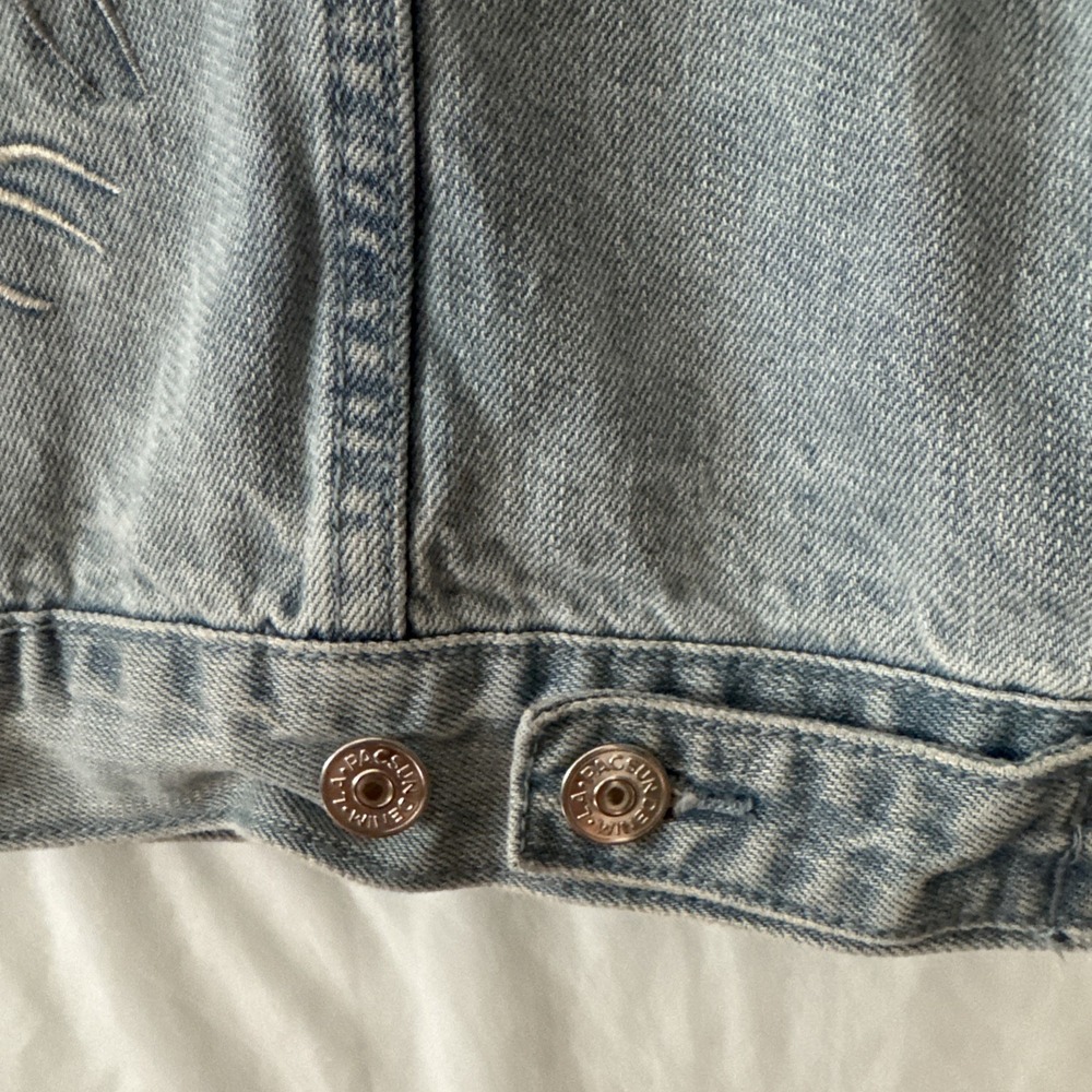 PacSun Jean Jacket M, Embroidered Japan Tiger Dragon Y2K Gorpcore Thrashed Punk - Picture 4 of 16